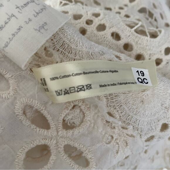 Free People Yesenia Shacket Meridian Moon Lace Eyelet Cream size XL - Picture 8 of 9